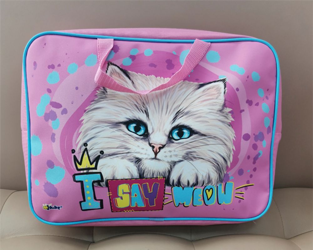 Папка с ручками А4 Оникс ПМД4-20 широкая Я сказал мяу ткань молния