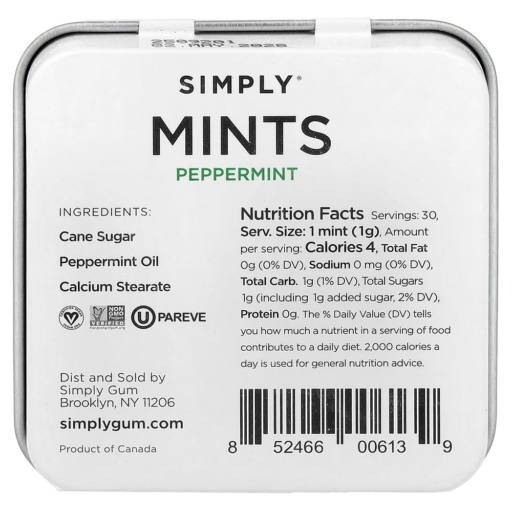 Simply Gum, Mints, перечная мята, 30 г (1,1 унции)