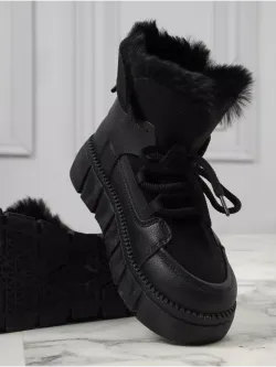 Зимние ботинки натуральный мех на платформе