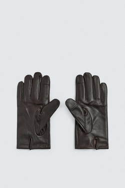 ZARA БАЗОВЫЕ КОЖАНЫЕ ПЕРЧАТКИ, ШОКОЛАДНЫЙ