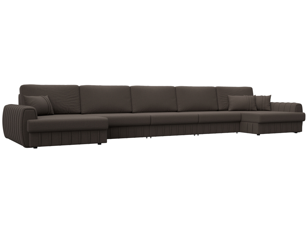 Диван П-образный Лига-057 НПБ МегаЛонг, Амур 05 коричневый, Рогожка, 129351