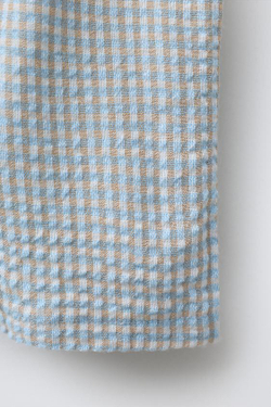 ZARA БРЮКИ ИЗ РЕЛЬЕФНОЙ ТКАНИ В КЛЕТКУ, ПЕСОЧНЫЙ/СИНИЙ