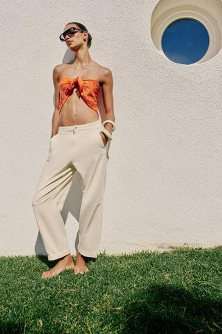 ZARA ДЖИНСЫ Z1975 CHINO СВОБОДНОГО КРОЯ, ЖЕЛТОВАТО-БЕЛЫЙ