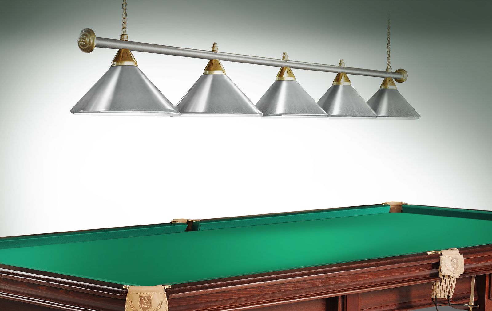 Лампа STARTBILLIARDS 5 пл. (плафоны золотые,штанга золотая,фурнитура золото) фото №3
