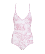 Сплошной купальник Dior Dioriviera Toile de Jouy Sauvage — бело-розовый, оригинал из Италии