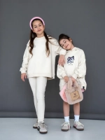 Костюм для девочки, свитшот и леггинсы, бежевый