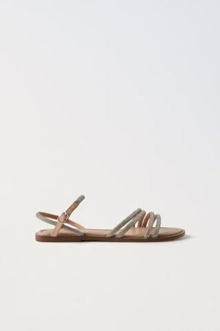 ZARA БЛЕСТЯЩИЕ САНДАЛИИ, ЭКРЮ