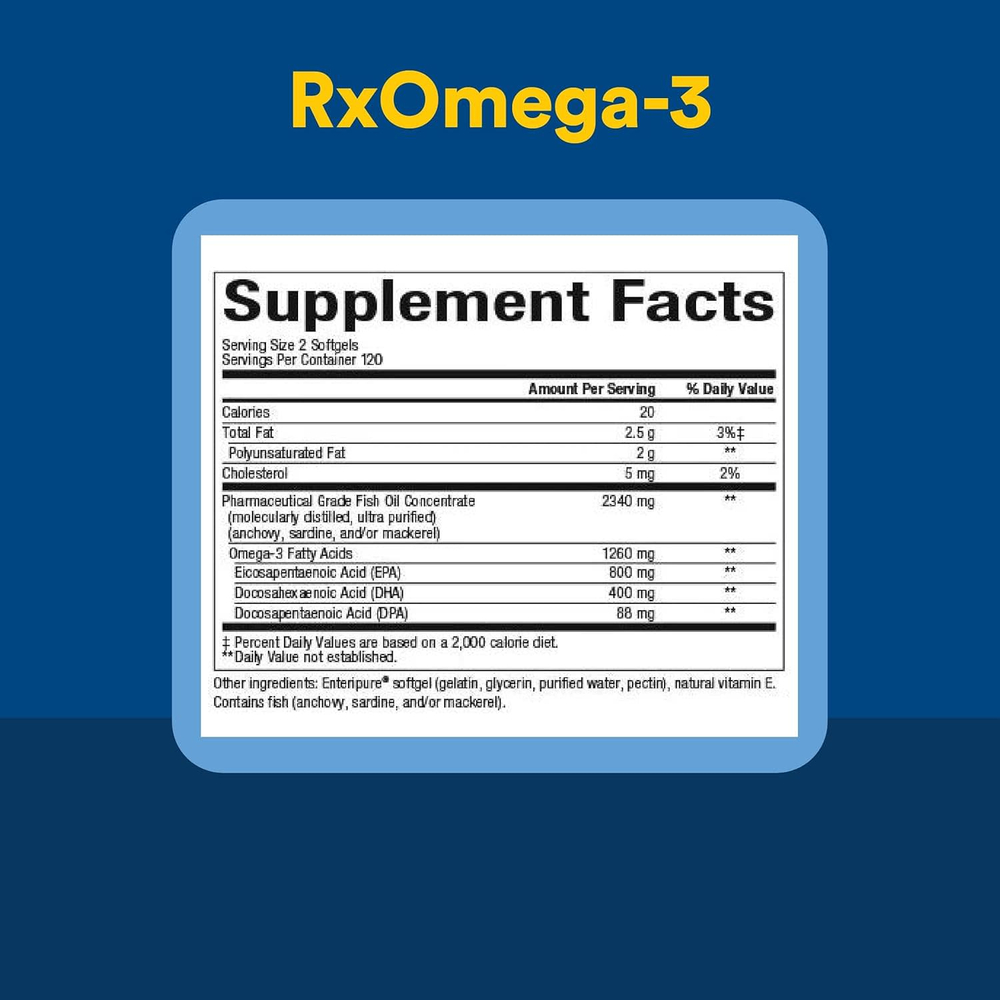 Natural Factors, Rx Omega-3, омега-3, 1260 мг, 120 капсул (630 мг в 1 капсуле)