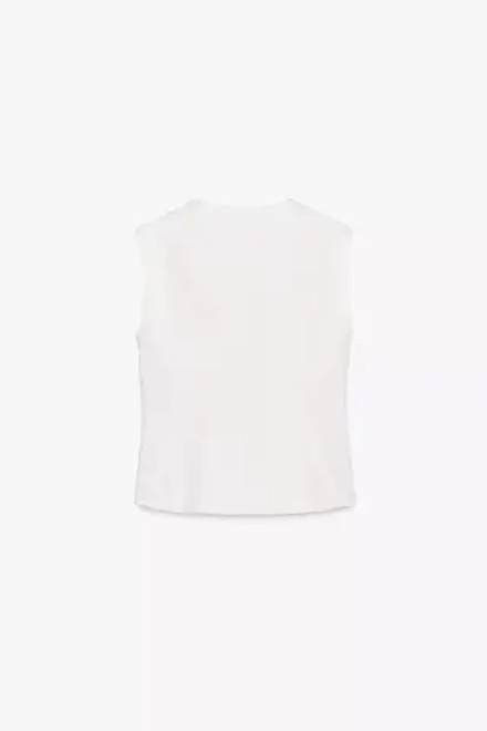 ZARA ДЖИНСОВЫЙ ТОП ZW COLLECTION, ЖЕЛТОВАТО-БЕЛЫЙ
