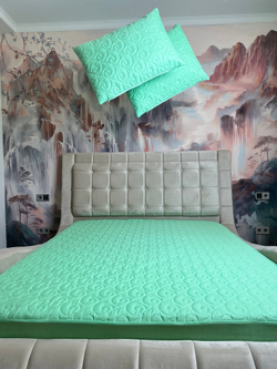 Наматрасник INVA защитный стеганный с бортиком 90 х 200 см / салатовый