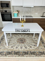 Большой кухонный стол "Макси", белый глянец