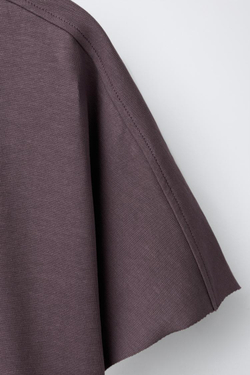 ZARA КОМПЛЕКТ ИЗ ФУТБОЛКИ И БРЮК КЮЛОТ HEAVY WEIGHT С ДЕКОРАТИВНЫМИ ШВАМИ, ТЕМНО-РОЗОВЫЙ