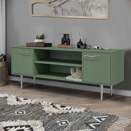 Тумба под ТВ Арт Колор matte 155см Стайл Сильвер Зеленый нефрит матовый