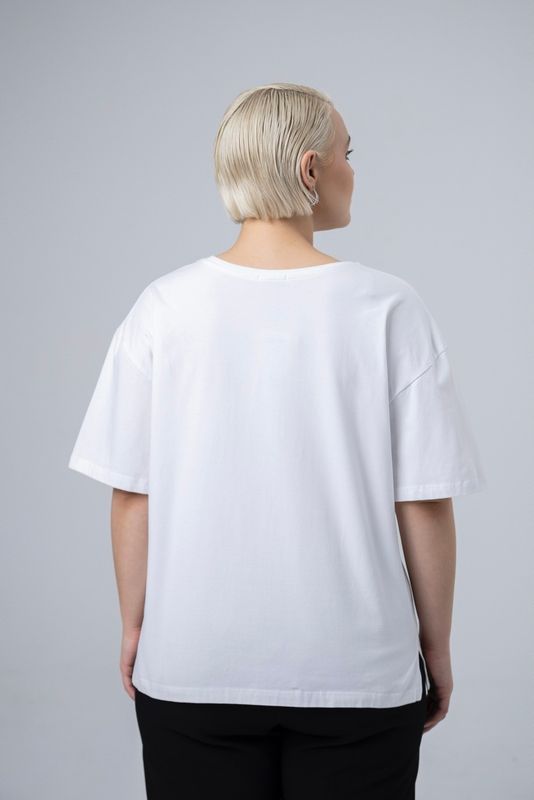 Футболка с V-образным вырезом, белый