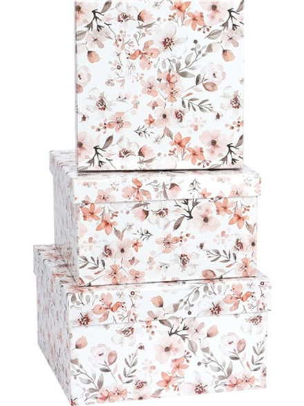 Набор подарочных коробок 3в1 "Нежные цветы" 19,5*19,5*11см-15,5*15,5*9см