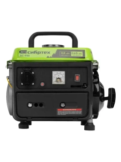 Генератор бензиновый СИБРТЕХ БС-950, 0.8 кВт мощность и 63 см3 объем двигателя, 4 л объем топливного бака, ручной стартер и 1 розетка, резиновые опоры и рукоятка, 94665