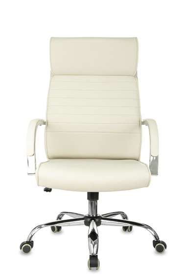Кресло руководителя Бюрократ T-8010SL слоновая кость эко.кожа крестов. металл хром