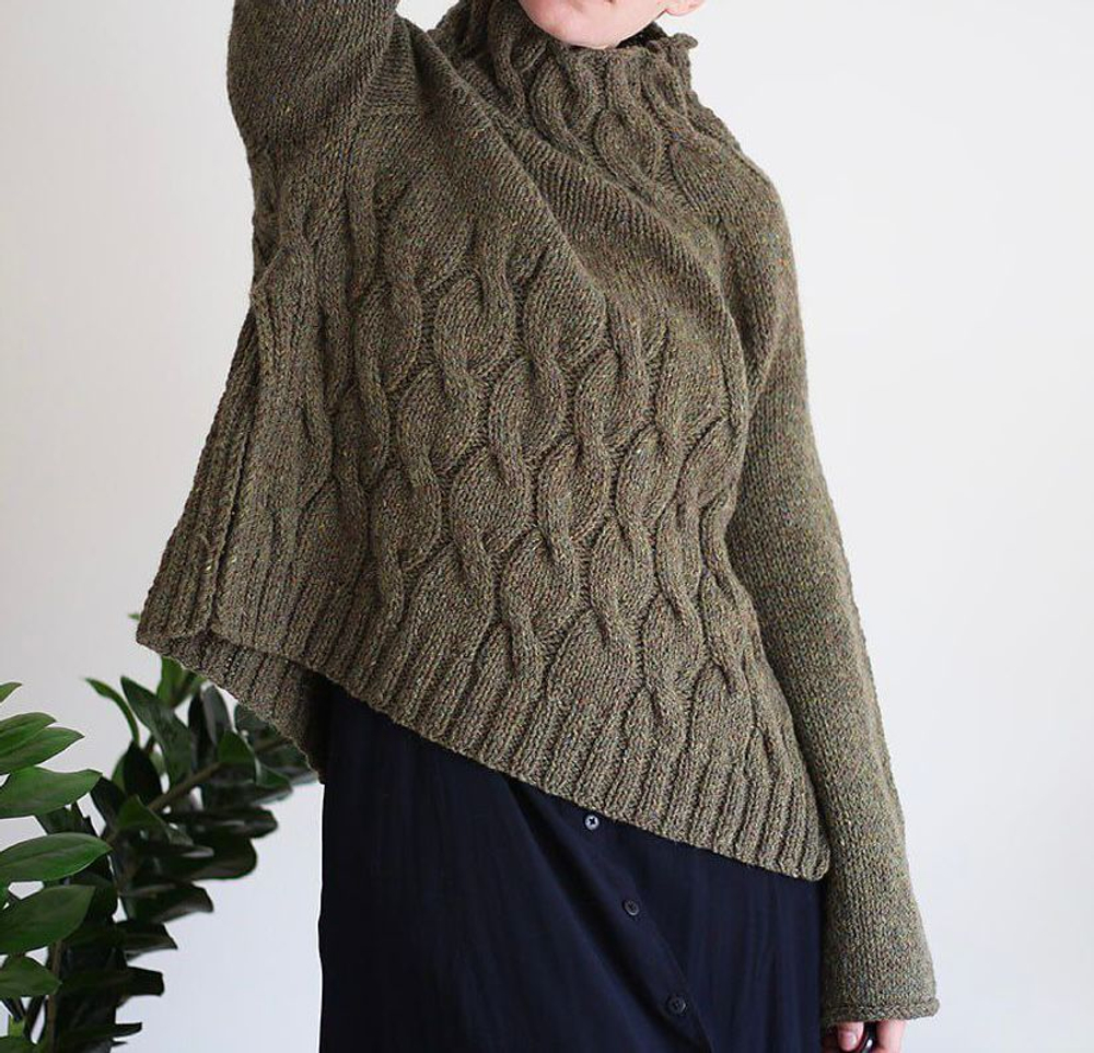 Описание по вязанию джемпера спицами "Dark Moss"