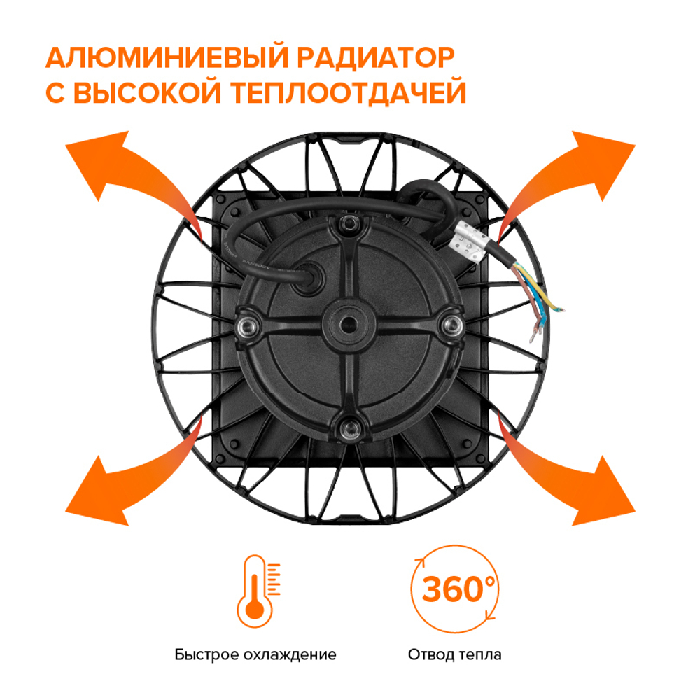 Светильник LED ТАЙФУН ДСП06-100-002-6К Д120 100Вт 5700K IP65 Прозрачный 19000лм 261x155мм WOLTA PRO