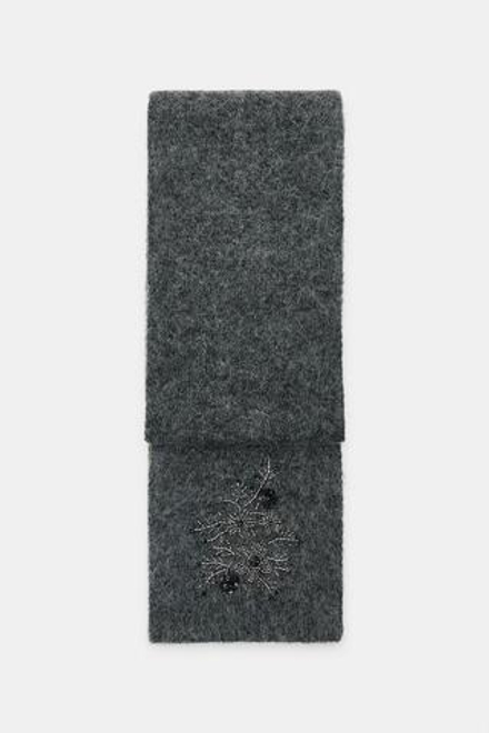 ZARA ШАРФ С ВЫШИВКОЙ И БУСИНАМИ, СЕРЫЙ