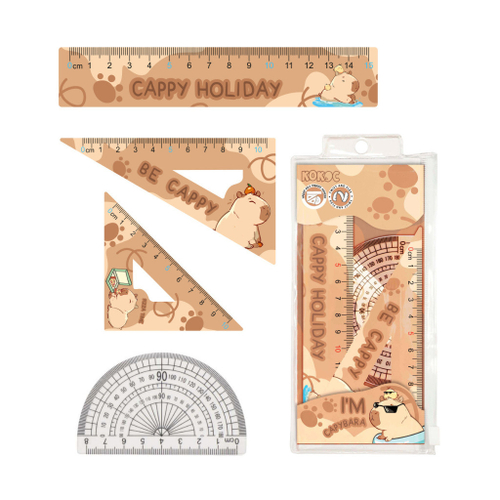 Набор чертежный (линейка 15 см 2 треуг трансп) КОКОС Капибара (423506)