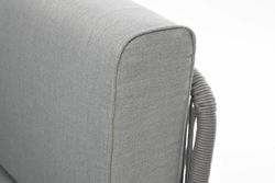 "Канны" угловой модуль плетеный из роупа, каркас алюминий белый шагрень, роуп светло-серый круглый, ткань светло-серая