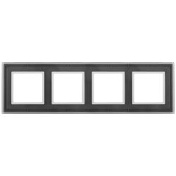 14-5104-00 ЭРА Рамка на 4 поста, стекло, Эра Elegance, прозрачный+бел