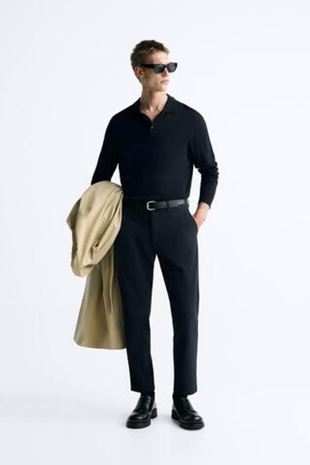 ZARA БРЮКИ КОМФОРТНОЙ ПОСАДКИ ИЗ РЕЛЬЕФНОЙ ТКАНИ, СИНИЙ