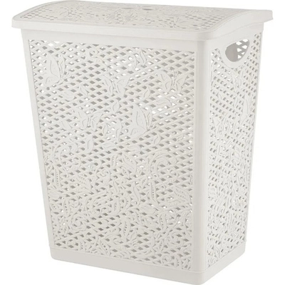Корзина для белья Keeplex Fiori со съемной крышкой 35л 40,3х47см белое облако