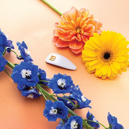 Balmain Hair Couture Заколка-клип Лист кожаная, белая Limited Edition Printemps Leather Snap Hair Clip