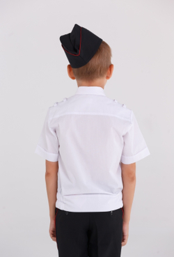 Рубашка форменная кадетская для кадетов казачья школьная детская белая короткий рукав хлопковая хлопок