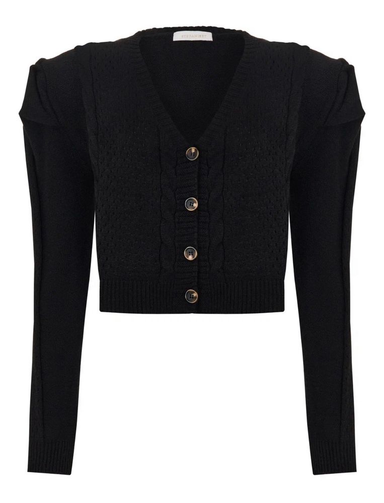 Жакет трикотажный с плечами, черный