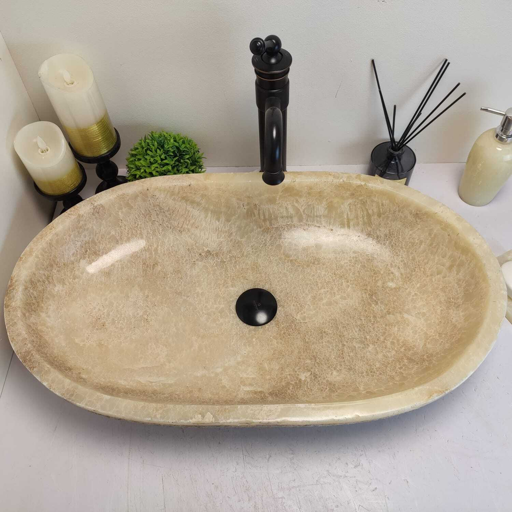 Раковина из оникса Oval Yellow Marmo OO-60659 70*40*13