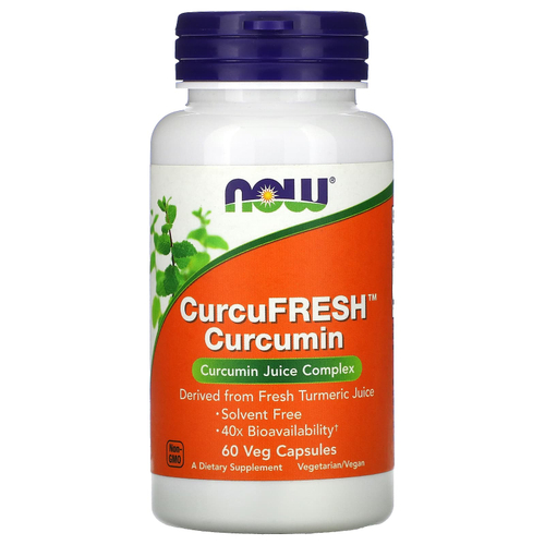 NOW Foods, CurcuFresh куркумин, 500 мг, 60 растительных капсул