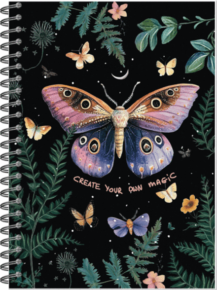 Блокнот для зарисовок SKETCHBOOK А5 с жесткой ламинированной обложкой 60л. ВОЛШЕБНЫЙ ЛЕС. НОЧНАЯ БАБОЧКА