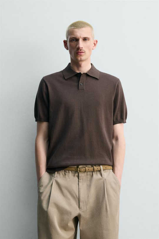 ZARA ПОЛО REGULAR FIT, КОРИЧНЕВЫЙ