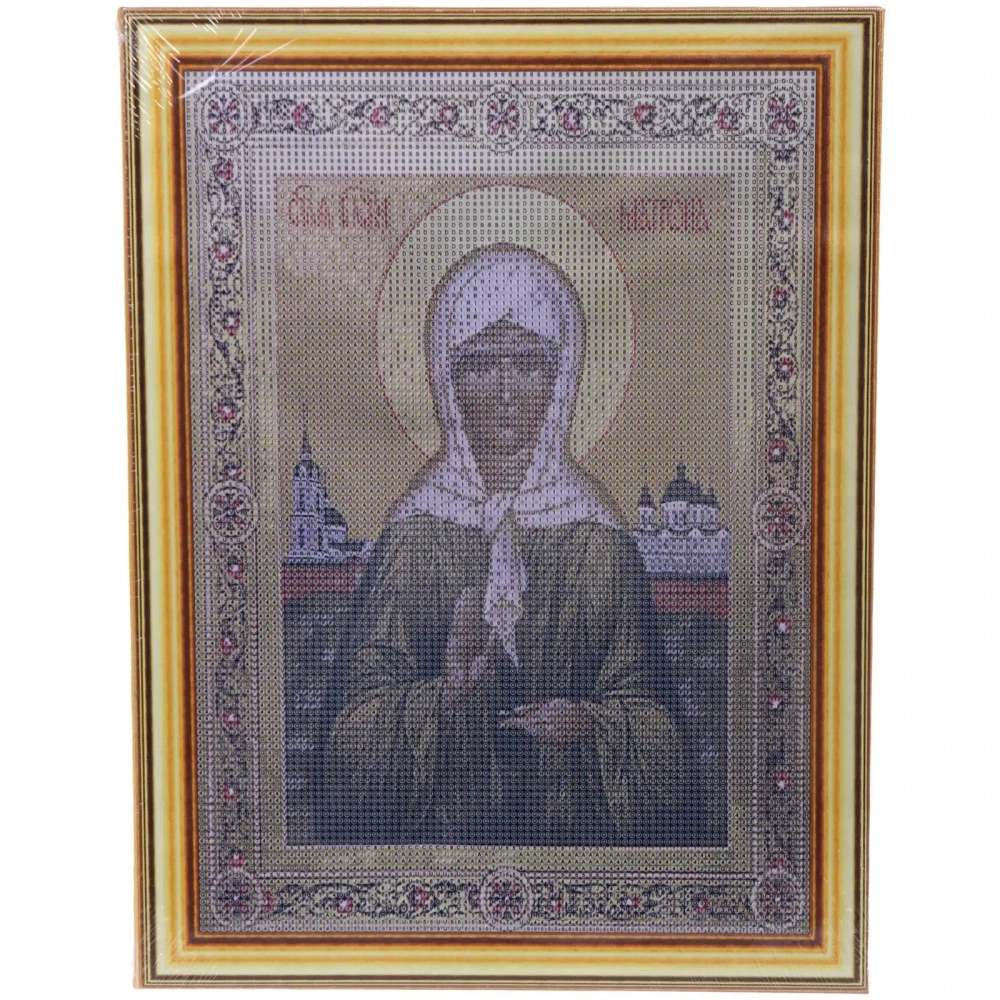 Алмазная мозаика на подрамнике с полным заполнением «МИР ЯРКИХ КРАСОК», Матрона Московская, 30*40см