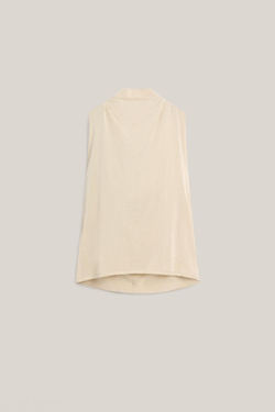 Massimo Dutti Блузка с V-образным вырезом из смесовой шелковой ткани - Limited Edition, песочный