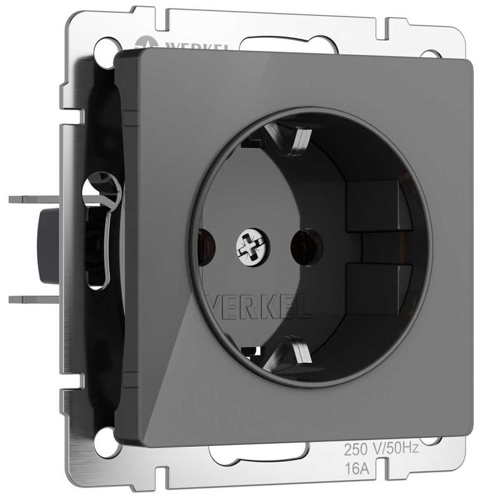 Розетка с заземлением Werkel графит акрил W1171044 4690389197505