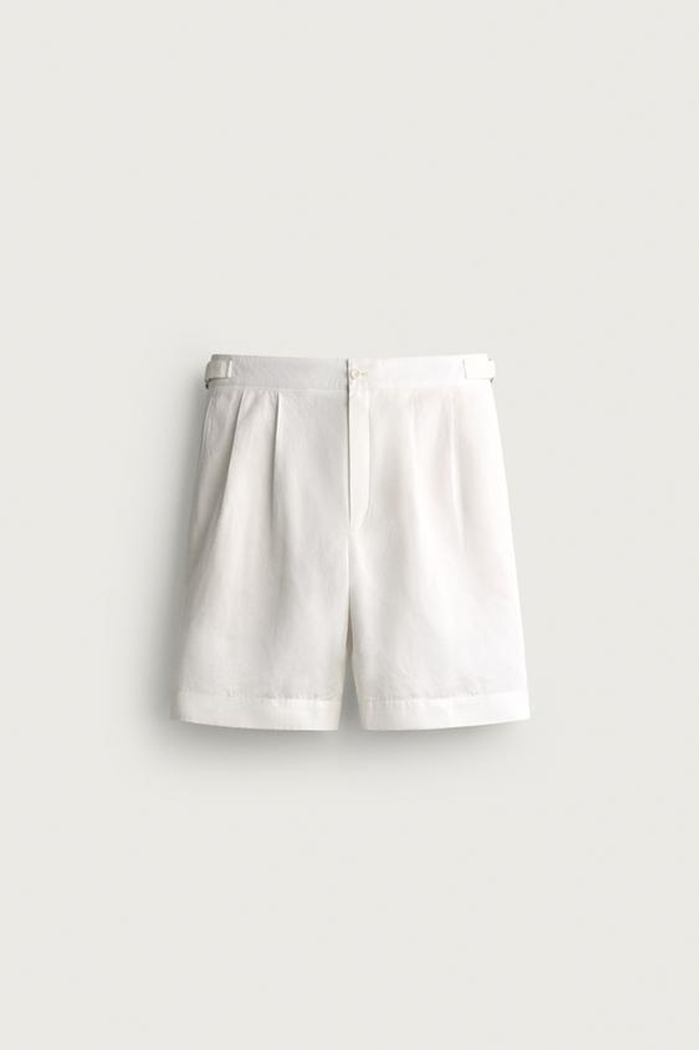 ZARA ШОРТЫ REGULAR FIT С ХЛЯСТИКАМИ, БЕЛЫЙ