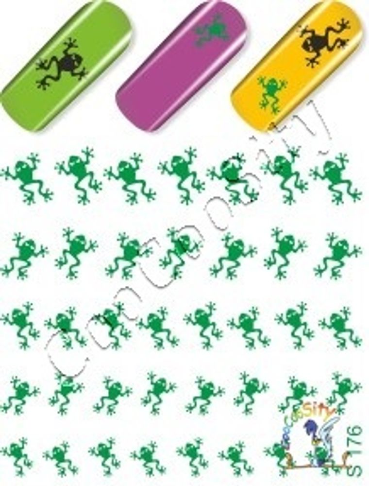 Слайдер-дизайн для ногтей Лягушки S176 зеленый