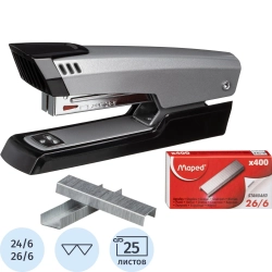 Степлер Maped Universal Metal до 25 листов серебристый/черный (скобы № 24/6, 26/6, скобы в комплекте 400 штук)