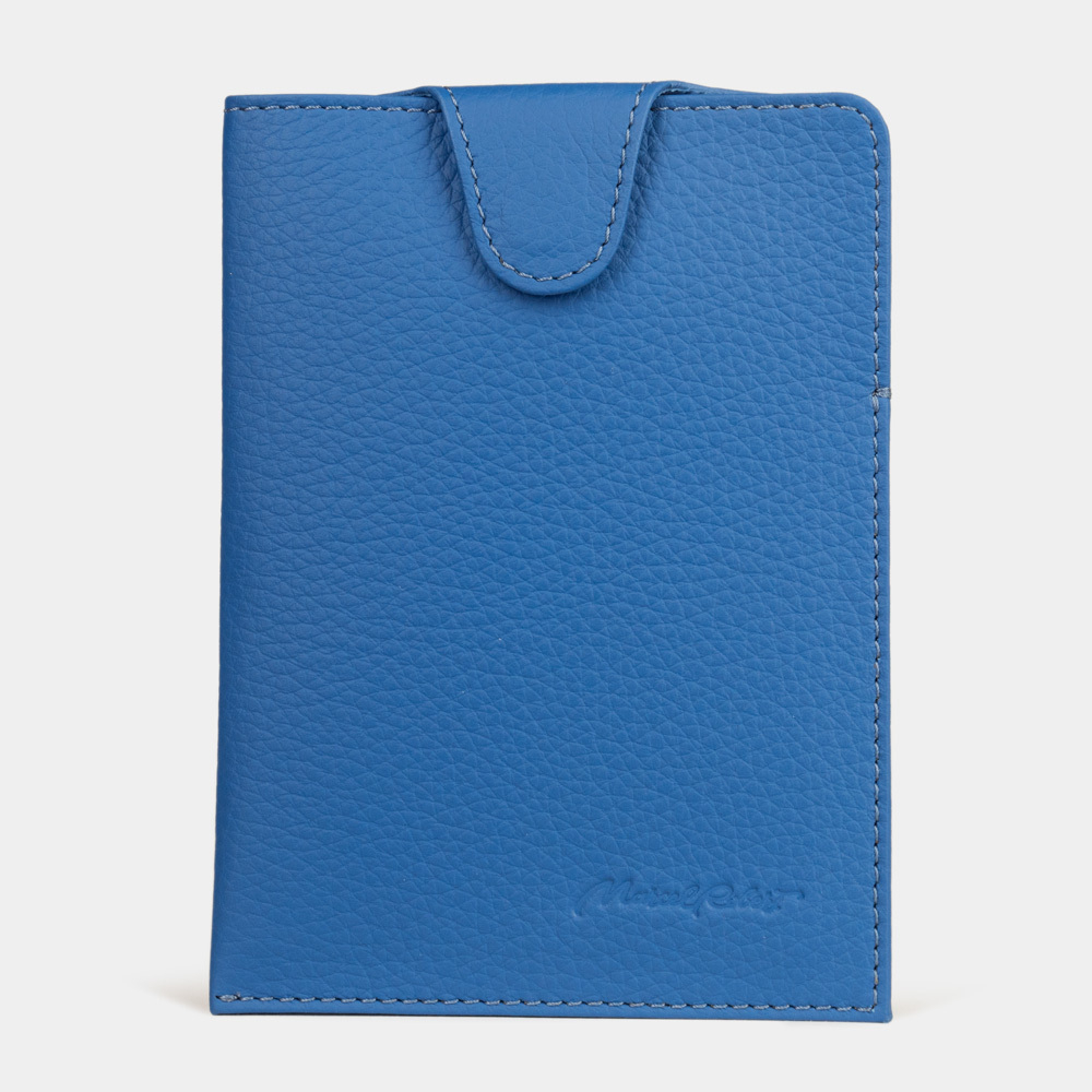 Обложка для паспорта Londre Easy из натуральной кожи теленка, синего цвета