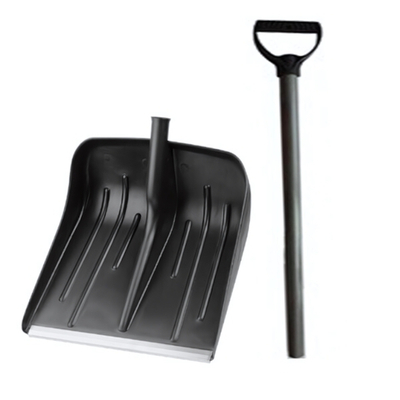 Лопата снеговая МЕТЕЛЬ с черенком №3 пластмассовая с ал. планкой 410х400мм, ф32