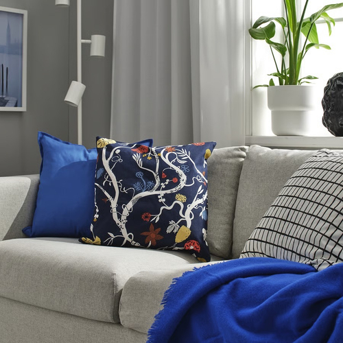 РЕВФИНГЕРОРТ REVFINGERORT Наволочка 50х50 см, синяя/цветная