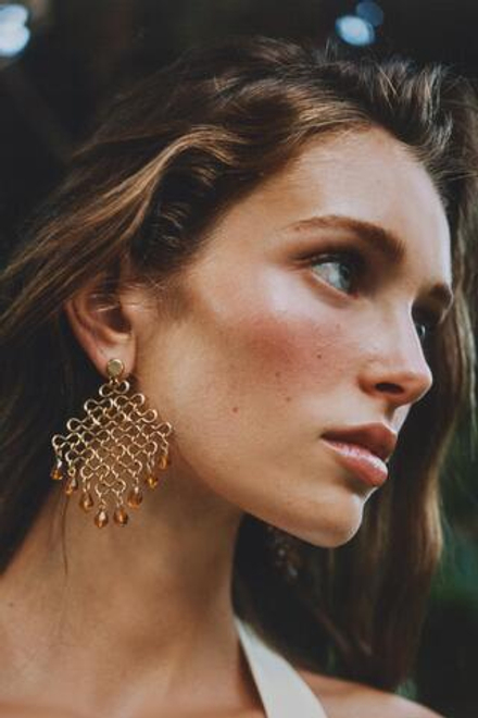 ZARA МЕТАЛЛИЧЕСКИЕ СЕРЬГИ С БУСИНАМИ, ЗОЛОТИСТЫЙ