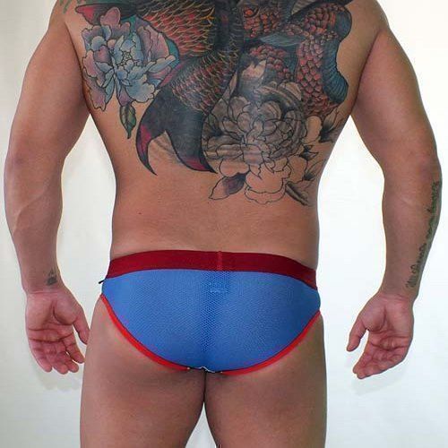 Трусы мужские брифы  в сеточку синие Van Baam VB-38117