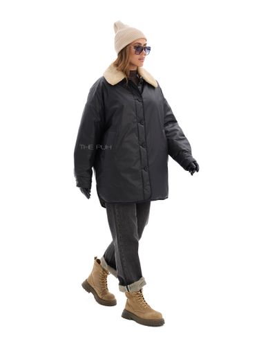 Удлиненная двусторонняя куртка с меховым воротником