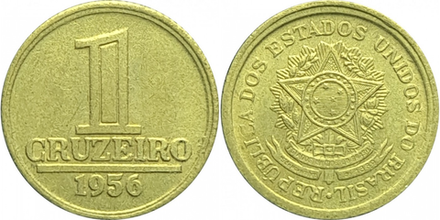 Бразилия 1 крузейро, 1956 Герб на аверсе aUNC