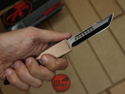 Нож Microtech Ultratech Helhound H/E - коричневая рукоять, черный клинок RK-369